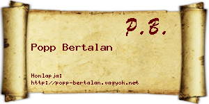 Popp Bertalan névjegykártya